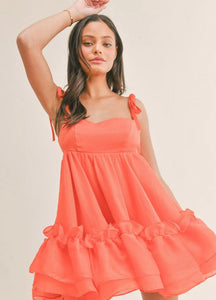 Coral tie dress